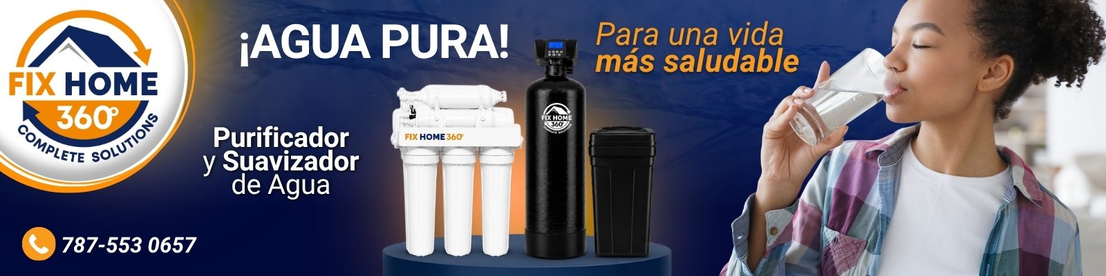 ¡Agua pura! Purificador y suavizador de agua para una vida más saludable. Llama al 787-553-0657.